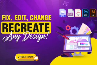 fix, edit, modify logo, psd ai, do graphic design illustrator and photoshop work