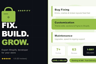 fix shopify bugs, do theme customization and shopify maintenance