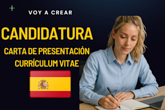 write a spanish french portuguese resume, CV and cover letter
