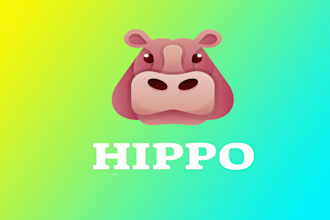 design original hippo mascot logo with my creative thinking