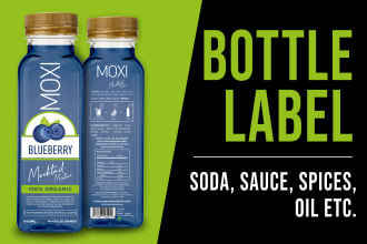 create custom food product bottle labels with 3d mockup