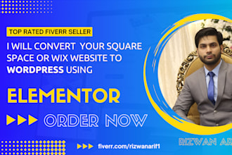 convert your squarespace or wix website to elementor pro