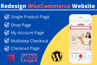 redesign or fix woocommerce shop, checkout, my account page do any customization