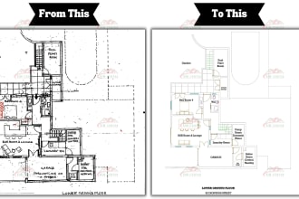 redraw autocad 2d drawing from pdf,image,point cloud