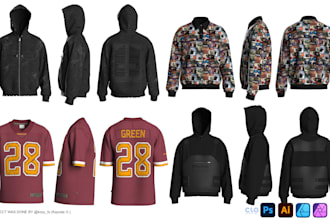 create a realistic 3d fashion design and 3d clothing mockup for your brand