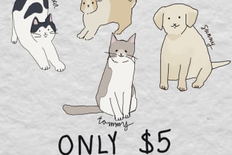 draw a cute illustration of your pet portrait