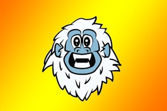 give a high quality cartoon yeti head mascot logo design for your company