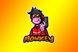 do elegant geek monkey cartoon mascot logo design with unlimited revision