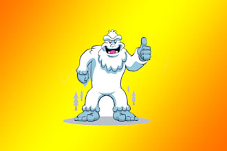 design creative  cartoon yeti logo with satisfaction guaranteed