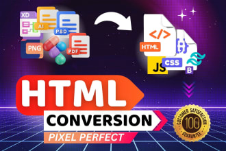 convert PSD to HTML, figma to HTML, xd to HTML CSS responsive