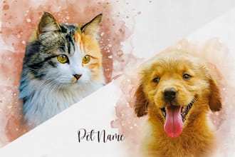 create personalized custom beloved pet watercolor  image