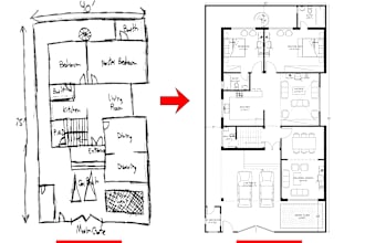 redraw architectural 2d floor plans and house plans