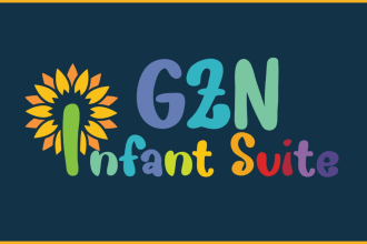 be make childcare, daycare, kids and education creative logo