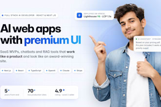 build your ai saas or full stack ai web app with premium nextjs UI