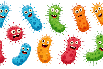 create digital , micro organisms characters with 12 hours