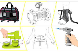 draw a detailed vector line art of any diagram,product or illustrations