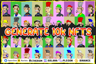 generate upto 10k nft collection with metadata and rarities