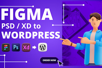 convert PSD, xd or figma to responsive wordpress website using elementor pro
