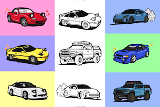 draw a minimalist vector cartoon of your car or vehicle