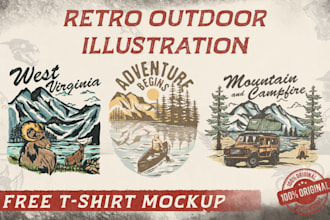 draw retro outdoor theme illustration for apparel