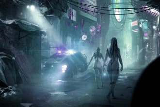 design cyberpunk futuristic city art