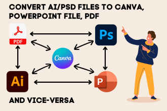 convert ai or psd to canva editable or canva to ai,psd