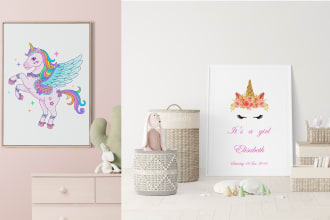 design cute and elegant nursery printable wall art any size