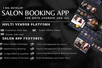 develop custom salon booking app, beauty salon app, spa app for your business
