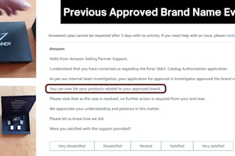 fix amazon listing error code 5665 to get brand name approval, gtin exemption