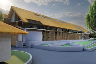 design green and ecological building with biophilic design