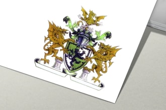 do professional dragon coat of arms family crest  logo design