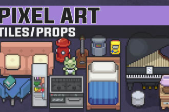 make tiles, props or assets in pixel art in topdown view