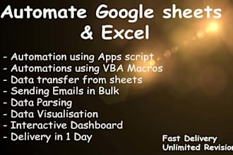 automate google sheets, excel using apps script and vba