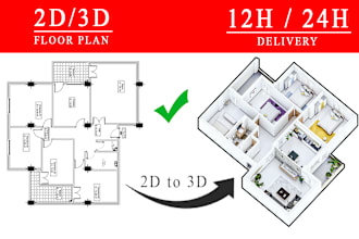 professional 2d to 3d floor plan conversion services