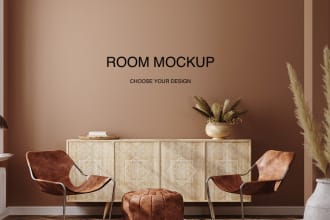 create an architectural photoshop mockup of a room