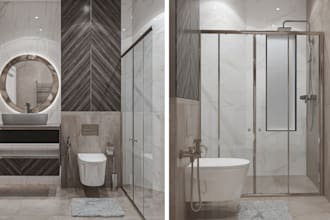 do bathroom design and rendering in 3d
