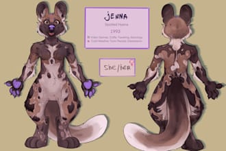 draw furry reference sheet for your fursona