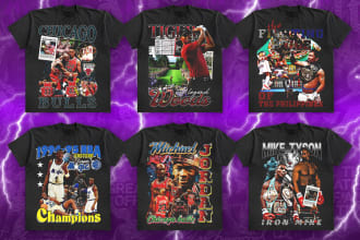 make vintage 90s sport, rap bootleg shirt design