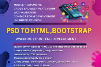 convert PSD to html bootstrap 5 responsive website