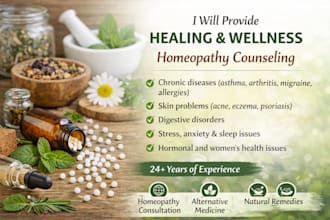 provide healing and wellness homeopathy counseling