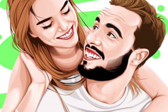 draw couple portrait illustration from your photo