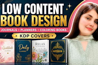 design journals, planners, coloring books, covers for KDP
