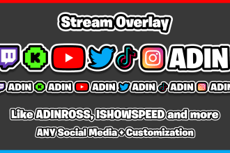 create social media overlay banner like on adin ross twitch stream