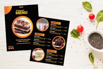 design food menu, restaurant menu, menu board, menu card