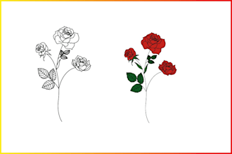 botanical and flower one line art illustration