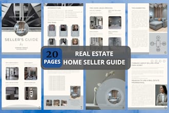 provid 20 page real estate home seller guide in canva editable template
