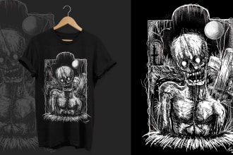 design dark art, horror illustration for cover ,and t shirt