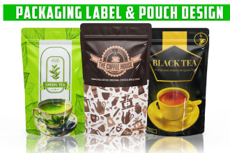 design packaging for coffee, food, snacks, candle and supplement labels