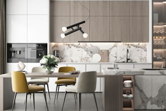 kitchen interior design 3d and rendering