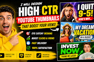 design high CTR youtube thumbnails for fitness, finance and faceless channel